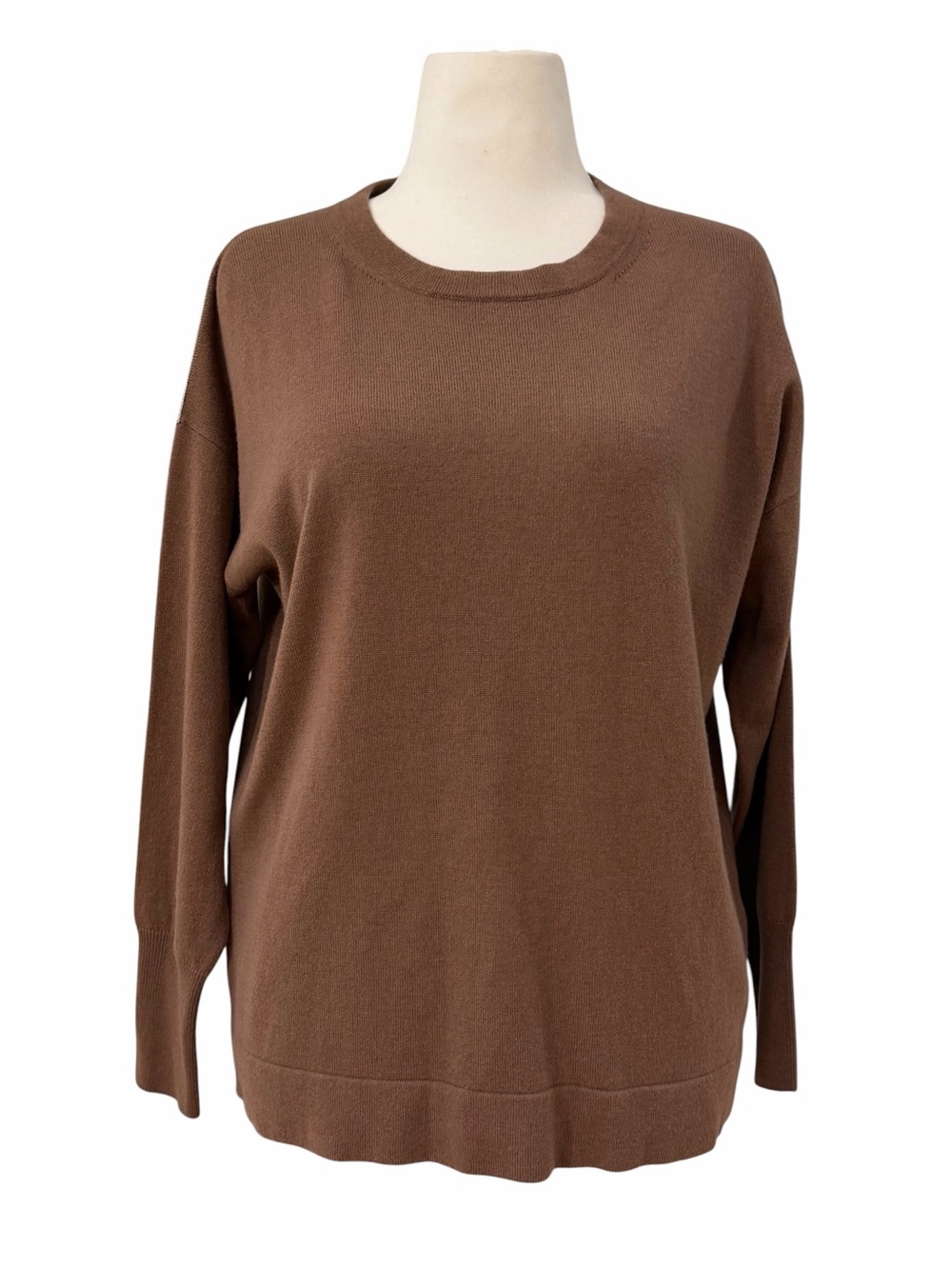 Peserico Italian Wool Silk Cashmere
Sweater Brown Metallic Trim Size 46